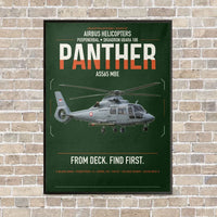 Thumbnail for Airbus Helicopters AS565 MBe Panther vertical canvas print - framed - dark green background