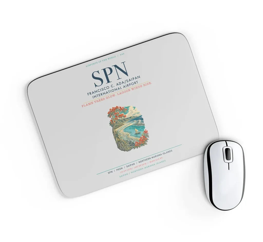 Francisco C. Ada Saipan International Airport (SPN) design on light gray rectangle mouse pad