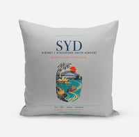 Thumbnail for Sydney Kingsford Smith Airport (SYD) design on light gray pillow