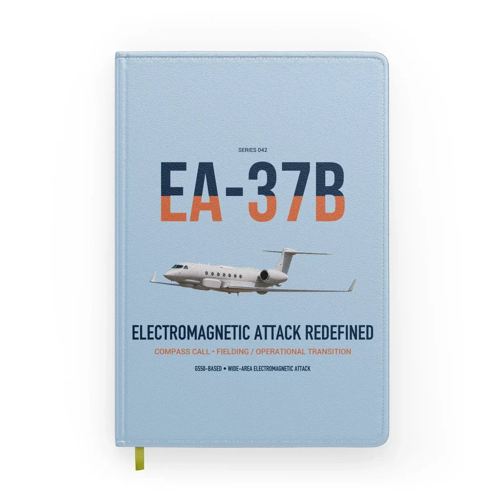 EA-37B Compass Call design on light blue notebook