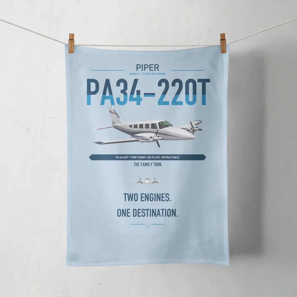 Piper PA-34-220T Seneca V design on light blue towel