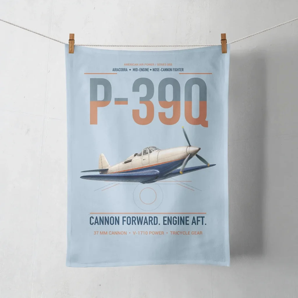 P-39Q Airacobra design on light blue towel