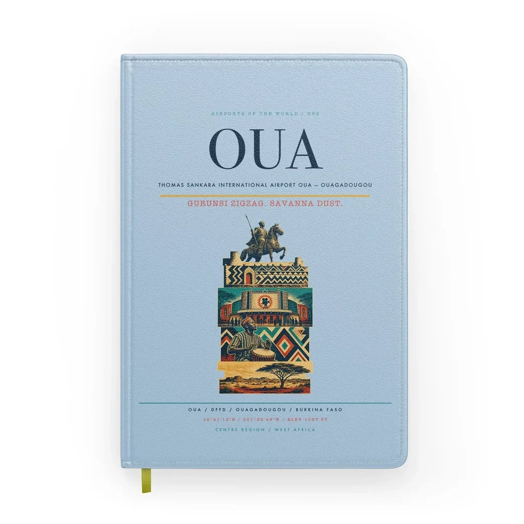 Thomas Sankara International Airport (OUA) design on light blue notebook