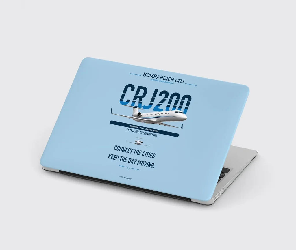 Bombardier CRJ200 design on light blue MacBook case