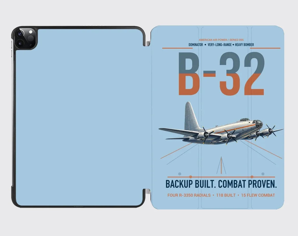 B-32 Dominator design on light blue ipad tablet case