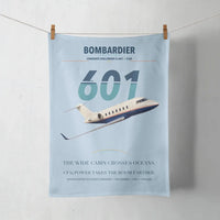 Thumbnail for Bombardier Challenger 601 design on light blue towel