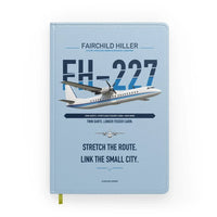 Thumbnail for Fairchild Hiller FH-227B design on light blue notebook