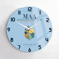 Thumbnail for Chennai International Airport (MAA) design on light blue no frame wall clock