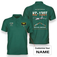 Thumbnail for KC-130T NP2000 design on green+name double-side polo t-shirt, double-side print