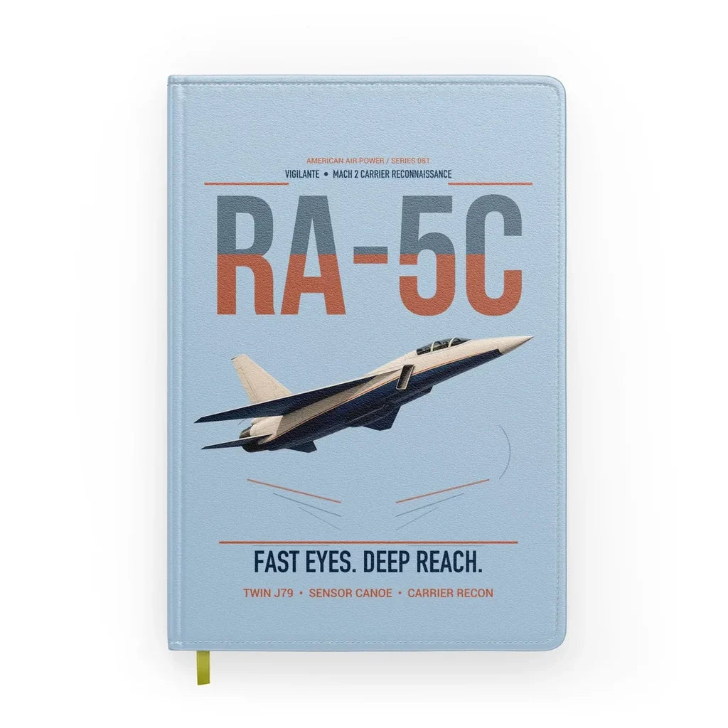 RA-5C Vigilante design on light blue notebook