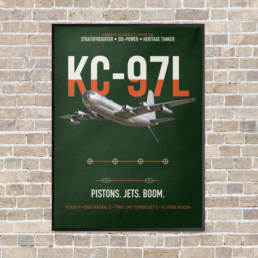 KC-97L STRATOFREIGHTER vertical canvas print - framed - dark green background