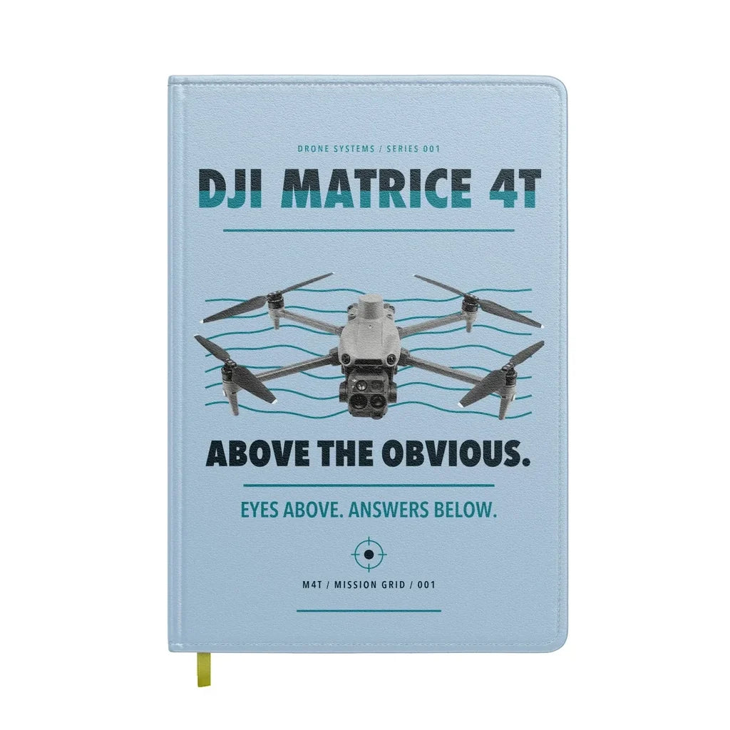 DJI Matrice 4T design on light blue notebook