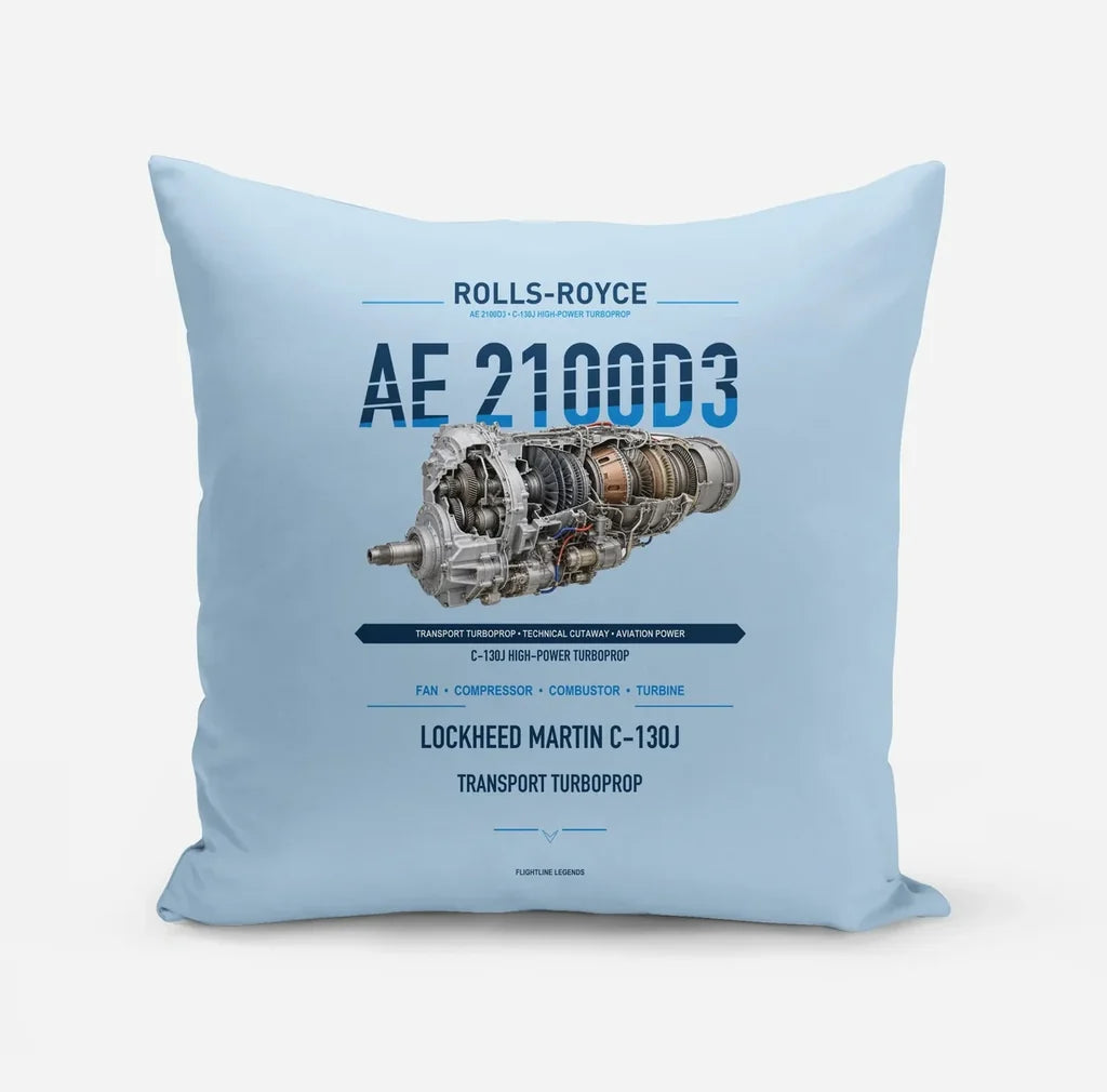 AE 2100D3 design on light blue pillow