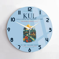Thumbnail for Kuala Lumpur International Airport (KUL) design on light blue no frame wall clock