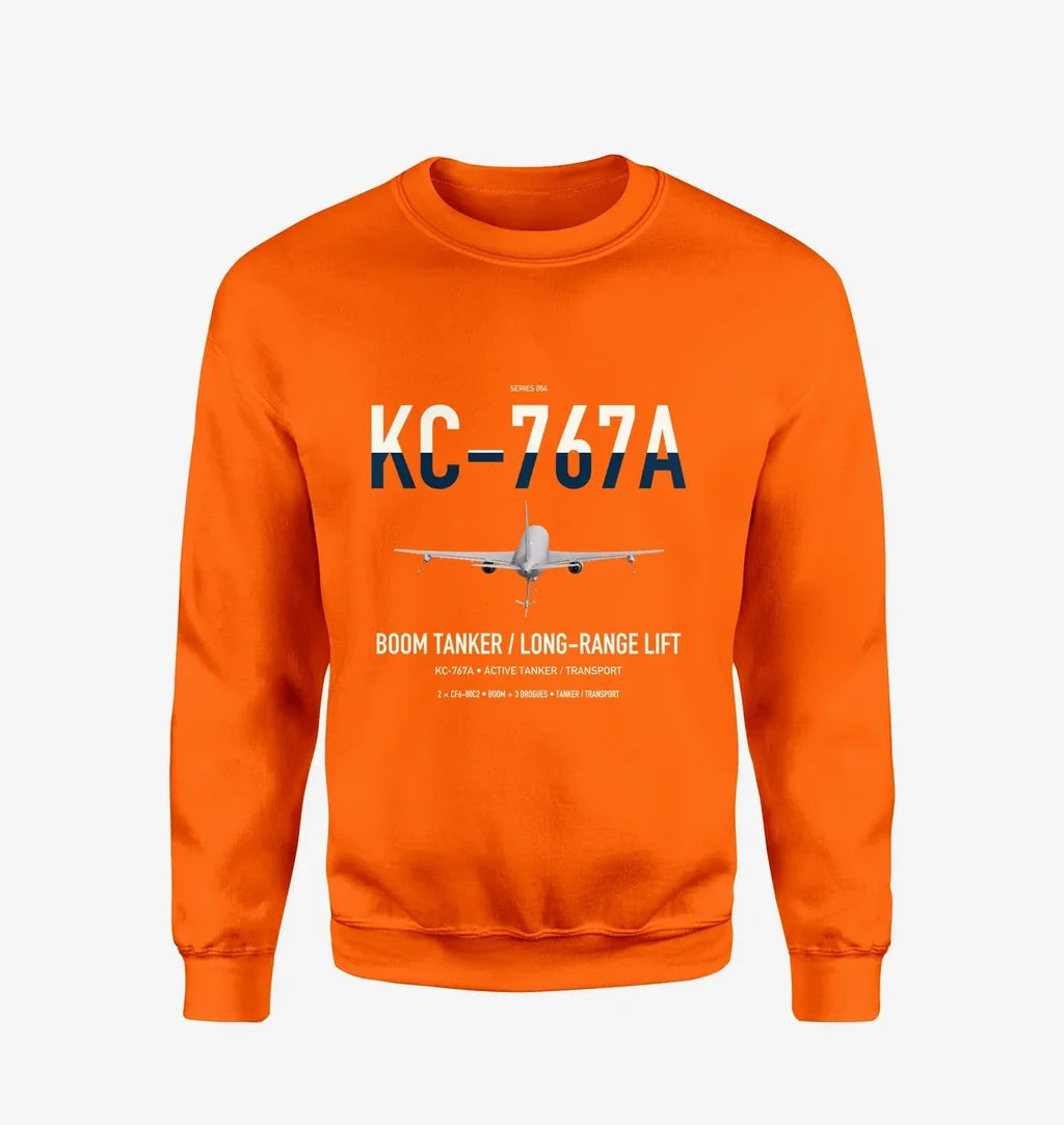 Boeing KC-767A design on orange sweatshirt