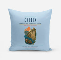Thumbnail for Ohrid St. Paul the Apostle Airport (OHD) design on light blue pillow