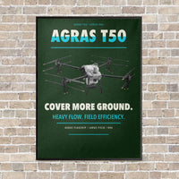 Thumbnail for DJI Agras T50 vertical canvas print - framed - dark green background