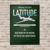 Thumbnail for Cessna Citation Latitude vertical canvas print - framed - dark green background