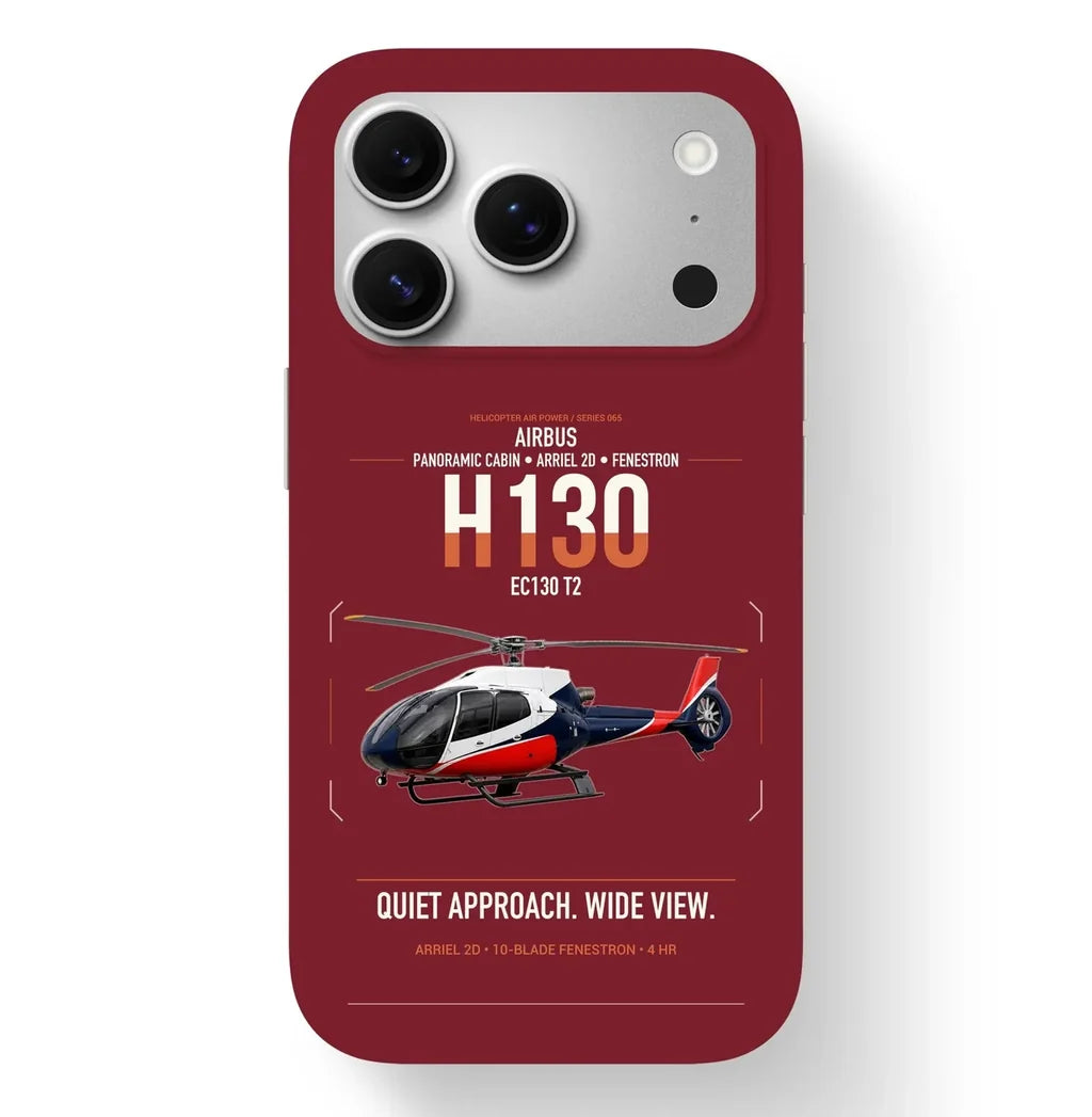 Airbus H130 design on dark red magsafe iphone case, for iPhone 17 Pro
