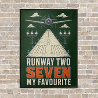 Thumbnail for Runway Two Seven My Favourite vertical canvas print - framed - dark green background