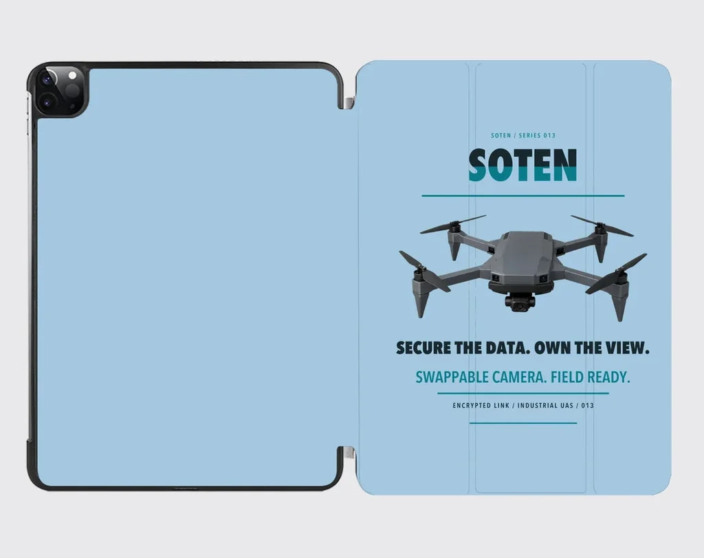 ACSL SOTEN design on light blue ipad tablet case