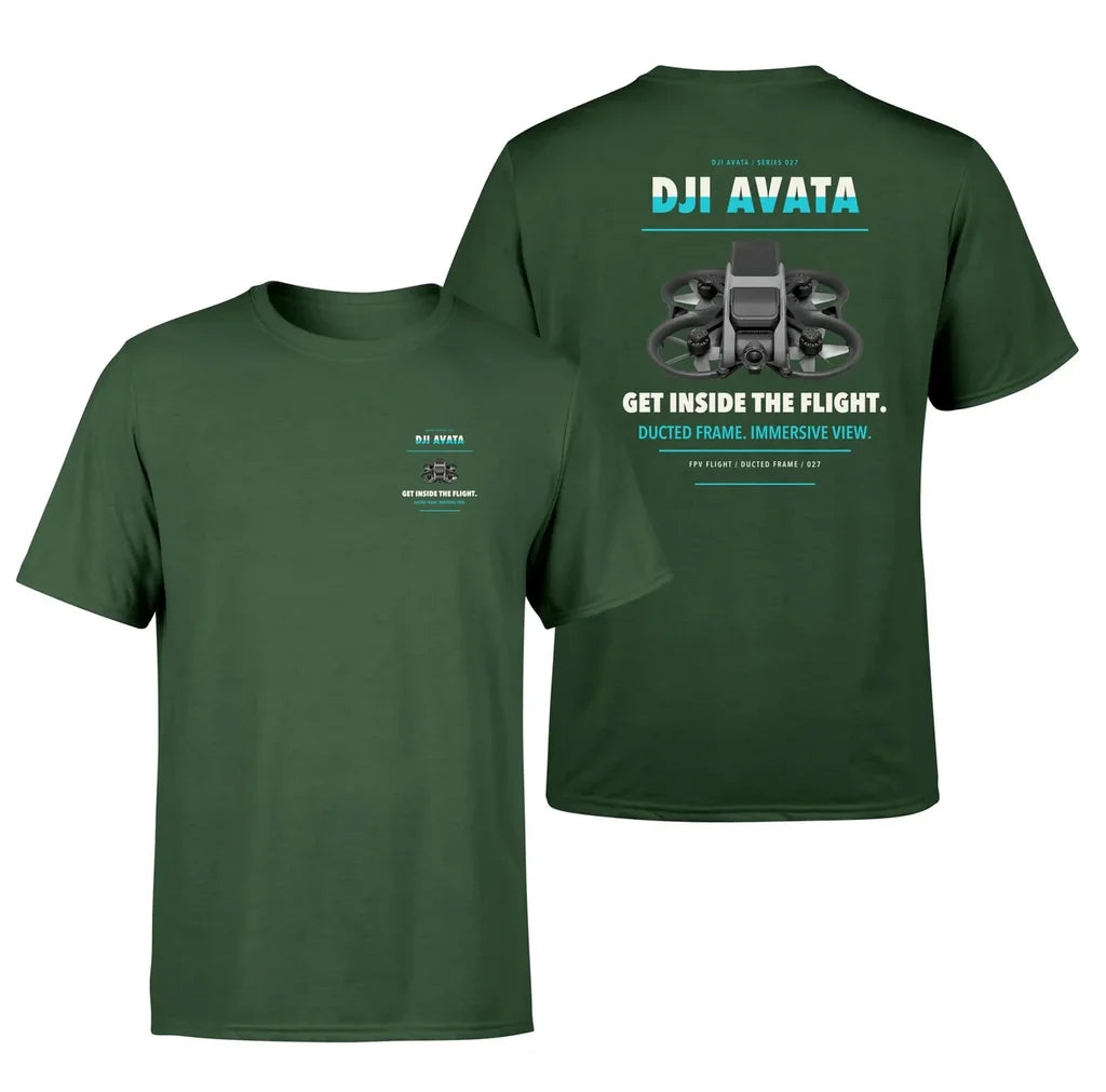 DJI Avata design on dark green t shirt
