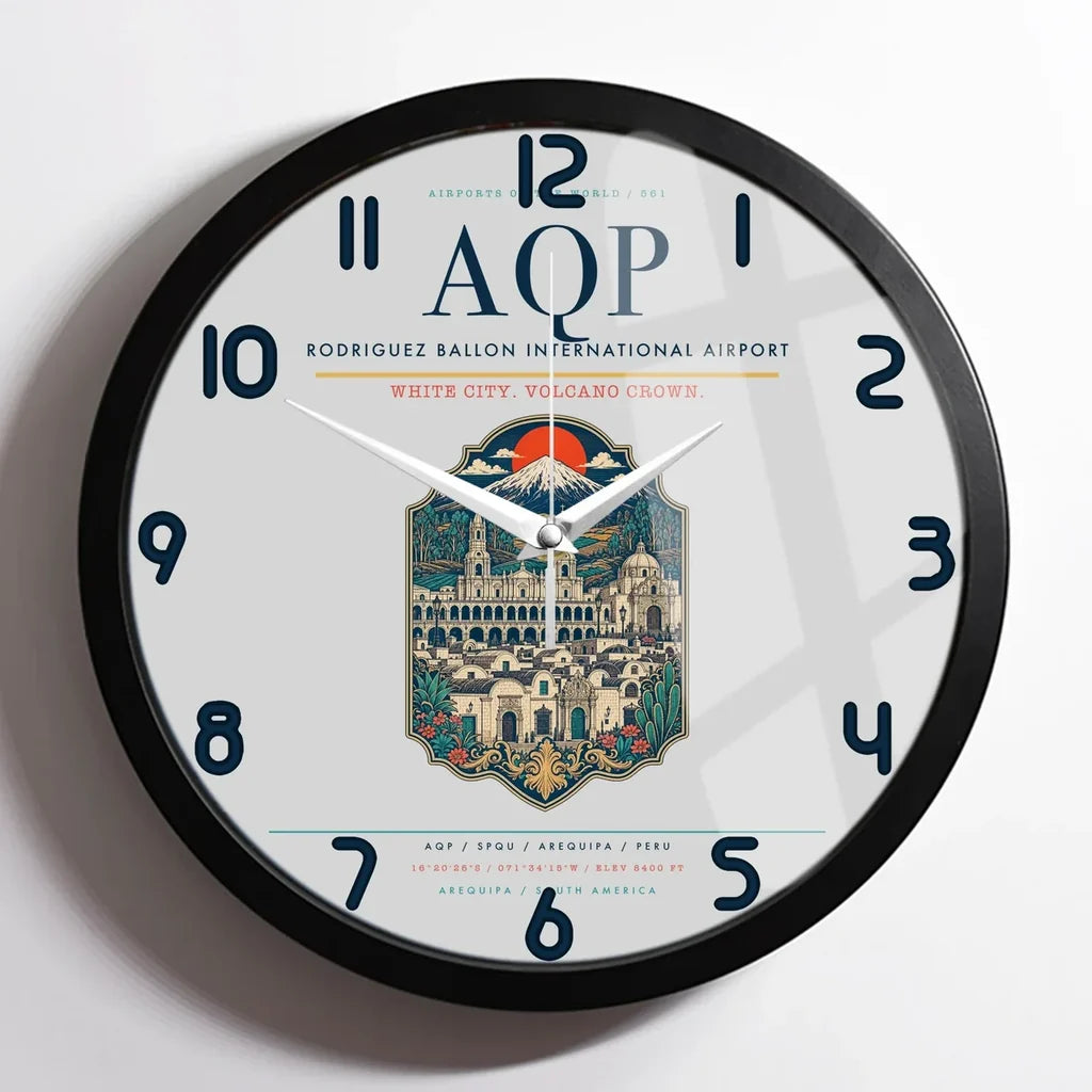 Rodriguez Ballon International Airport AQP Wall-Clock Framed - Light Gray