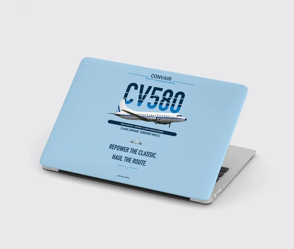 Convair 580 design on light blue MacBook case