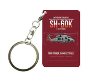 Thumbnail for Mitsubishi Sikorsky SH-60K design on dark red designed key chain, double-side print