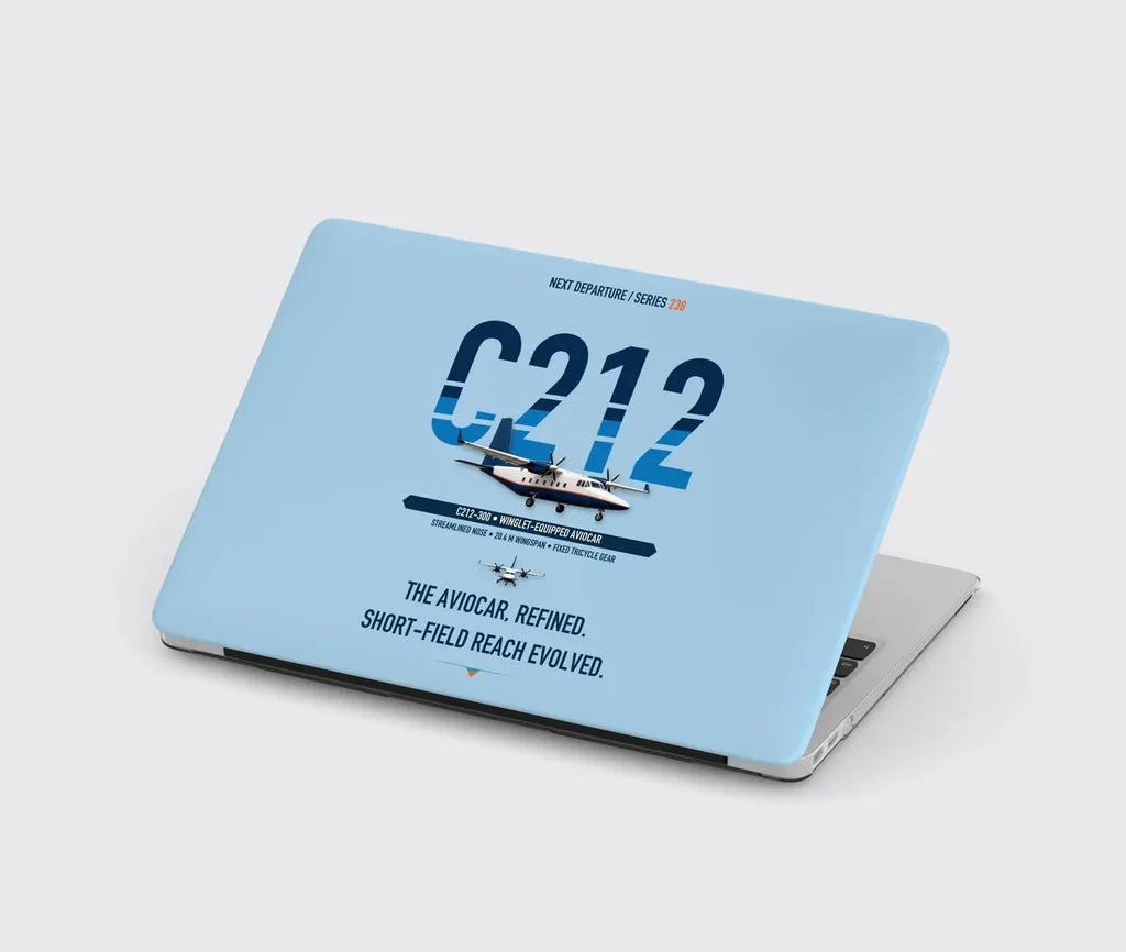 CASA C-212-300 Aviocar design on light blue MacBook case