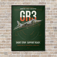 Thumbnail for Hawker Siddeley Harrier GR3 vertical canvas print - framed - dark green background