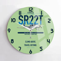 Thumbnail for Cirrus SR22T design on light green no frame wall clock