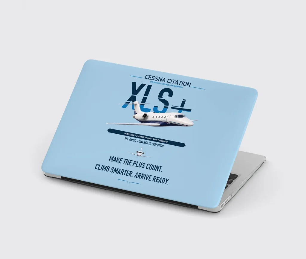 Cessna Citation XLSPlus design on light blue MacBook case