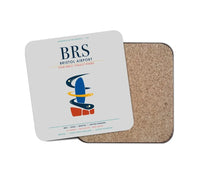 Thumbnail for Bristol Airport (BRS) design on light gray 1 piece coaster