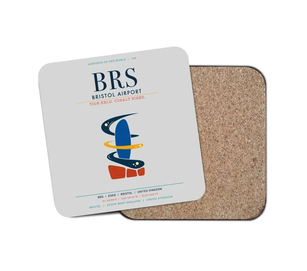 Bristol Airport (BRS) design on light gray 1 piece coaster
