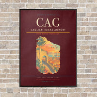 Thumbnail for Cagliari Elmas Airport CAG - Canvas Framed - Dark Red