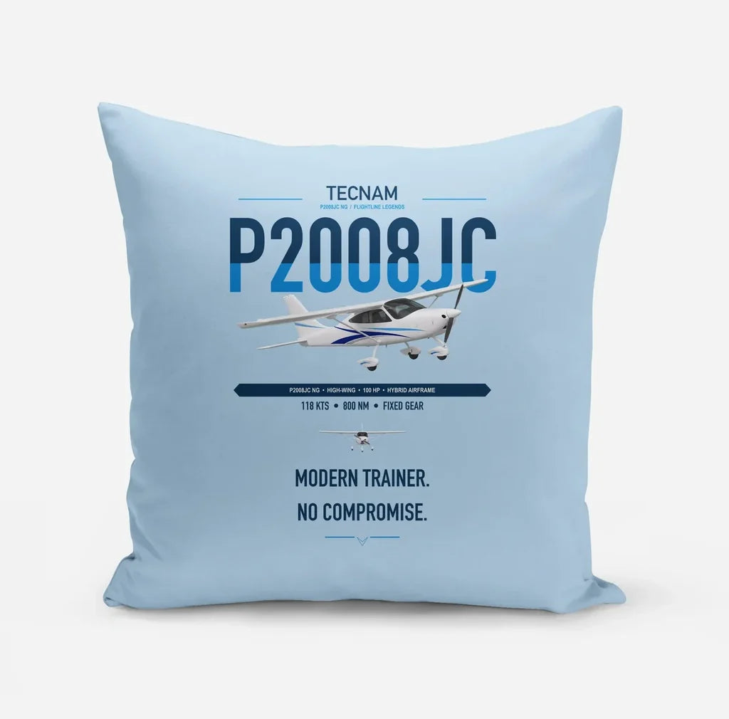 Tecnam P2008JC NG design on light blue pillow