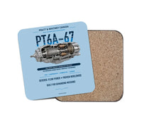 Thumbnail for PT6A-67 design on light blue 1 piece coaster