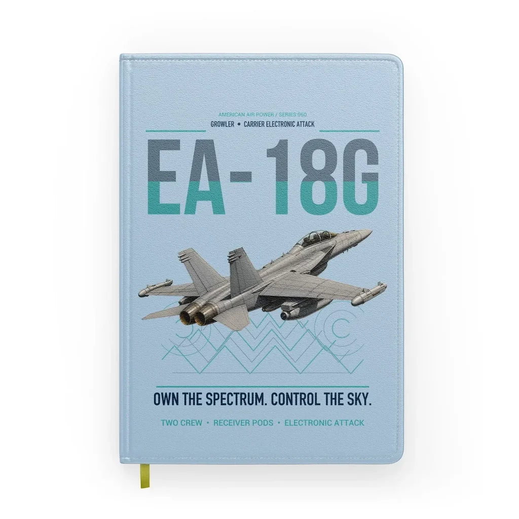 EA-18G Growler design on light blue notebook