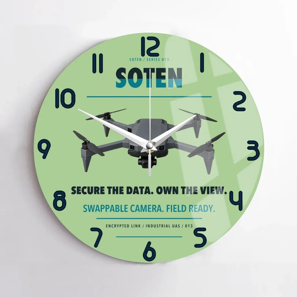 ACSL SOTEN design on light green no frame wall clock