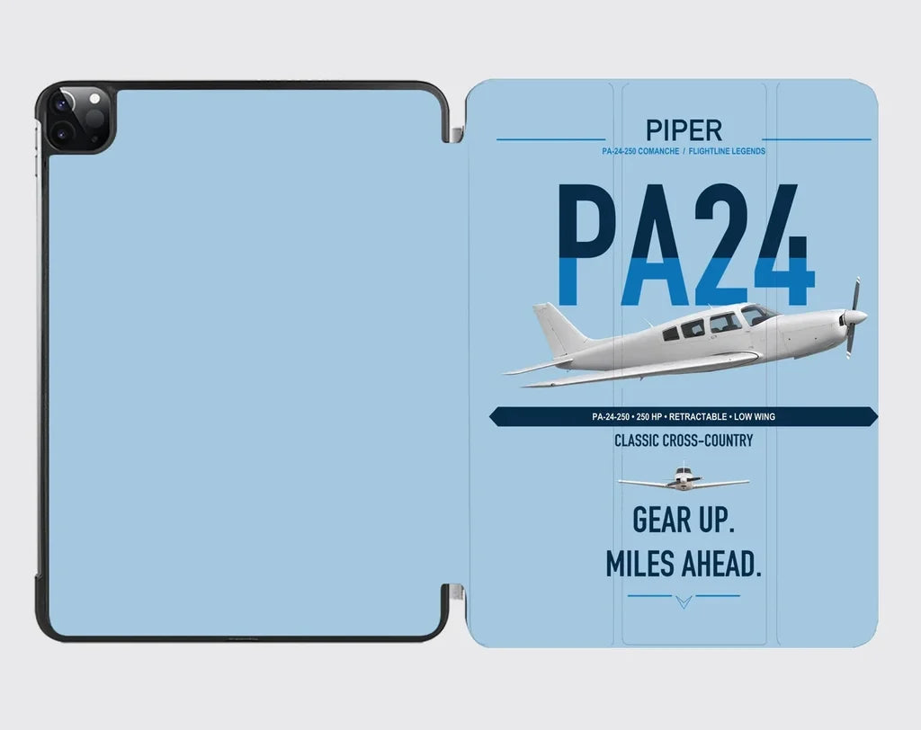 Piper PA-24-250 Comanche 250 design on light blue ipad tablet case