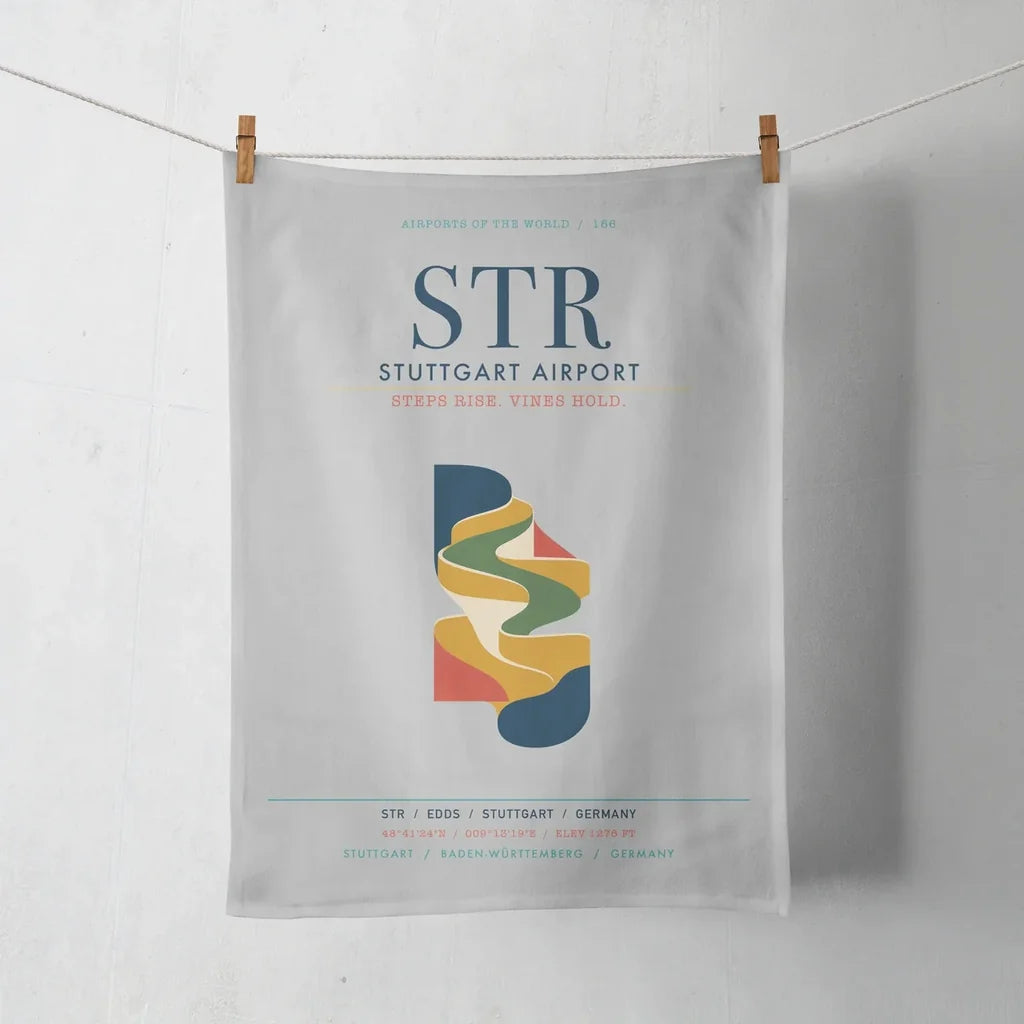 Stuttgart Airport (STR) design on light gray towel