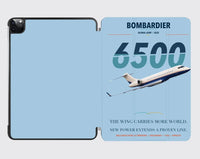 Thumbnail for Bombardier Global 6500 design on light blue ipad tablet case
