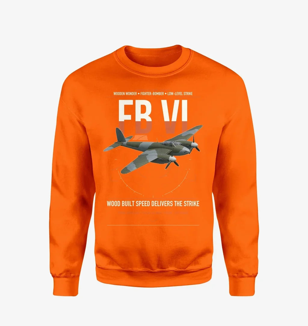 de Havilland Mosquito FB VI design on orange sweatshirt