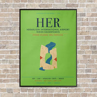 Thumbnail for Heraklion International Airport Nikos Kazantzakis HER vertical canvas print - framed - light green background
