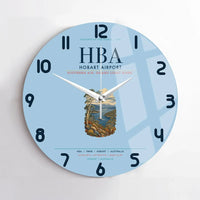 Thumbnail for Hobart Airport (HBA) design on light blue no frame wall clock