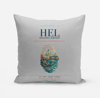 Thumbnail for Helsinki Airport (HEL) design on light gray pillow