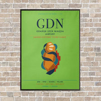 Thumbnail for Gdańsk Lech Wałęsa Airport GDN vertical canvas print - framed - light green background