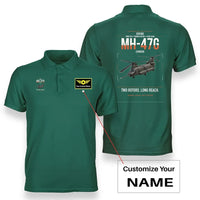 Thumbnail for Boeing MH-47G Chinook design on green+name double-side polo t-shirt, double-side print