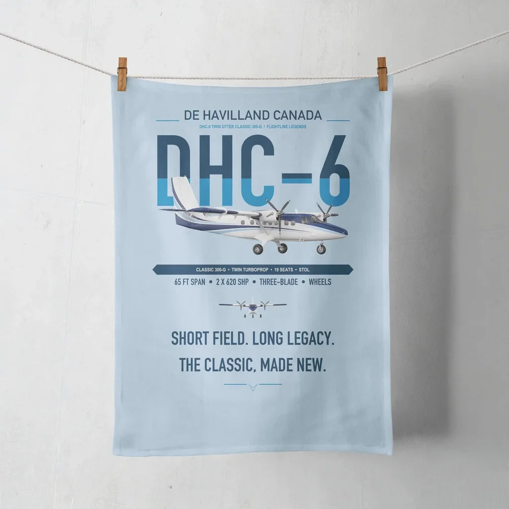 DHC-6 Twin Otter Classic 300-G design on light blue towel
